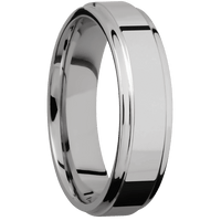 6mm wide Flat Grooved Edges Titanium Ring with Polish Finish