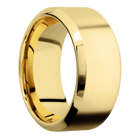 10mm wide High Bevel 22k Yellow Gold Ring with Bead Blast Finish / Kings Field Camo Sleeve