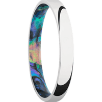 3mm wide Domed Platinum Ring with Polish Finish / Abalone Sleeve