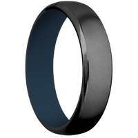 6mm wide Domed Bevel Black Titanium Ring with Angle Satin Finish / Navy Blue Cerakote Sleeve