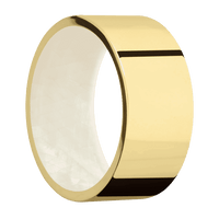 10mm wide Flat 10k Yellow Gold Ring with Polish Finish / Freshwater Mother of Pearl Sleeve