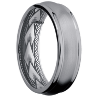 7mm wide Domed Rounded Edges Tantalum Ring with Satin Finish / Maori Interior Pattern