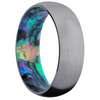 7mm wide Domed Tantalum Ring with Satin Finish / Abalone Sleeve