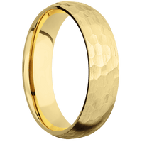 6mm wide Domed 22k Yellow Gold Ring with Hammer Finish