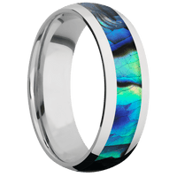 7mm wide Domed Inconel Ring with Polish Finish / One 4mm Centered Abalone Inlay