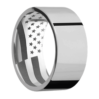 10mm wide Flat Titanium Ring with Polish Finish / American Flag Interior Pattern