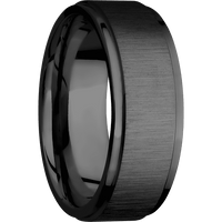 8mm wide Flat Grooved Edges Black Titanium Ring with Cross Satin Black Finish