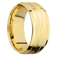 9mm wide Stepped Bevel 22k Yellow Gold Ring with Satin Finish / Infinity Design / Rose Gold Cerakote Sleeve