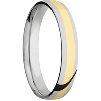 4mm wide Domed Titanium Ring with Polish Finish / One 2mm Centered 14k Yellow Gold Inlay with Polish Finish