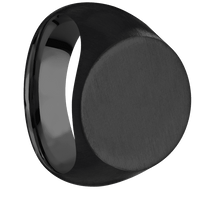 Circle Black Titanium Signet Ring / Satin Ring Finish and Satin Signet Finish / Size 10