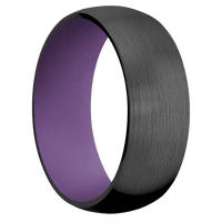 8mm wide Domed Black Titanium Ring with Satin Finish / Wild Purple Cerakote Sleeve