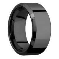 10mm wide High Bevel Black Titanium Ring with Polish Finish