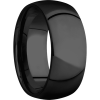 9mm wide Domed Black Titanium Ring with Polish Finish / None Interior Pattern