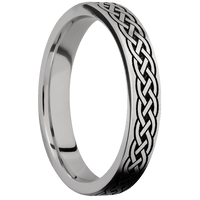 4mm wide Flat Palladium Silver Ring with Satin Finish / Celtic 9 Design