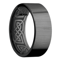 8mm wide Flat Black Titanium Ring with Cross Satin Black Finish / None Interior Pattern