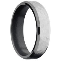 6mm wide Beveled Titanium Ring with Hammer Finish / Dark Grey Cerakote Sleeve