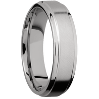 6mm wide Flat Grooved Edges Titanium Ring with Angle Satin Finish