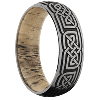 7mm wide Domed Cobalt Chrome Ring with Sand Blast Finish / Celtic 17 Design / Spalted Tamarind Sleeve