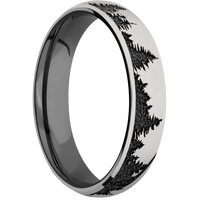 5mm wide Domed Titanium Ring with Polish Finish / Trees Design / Black Titanium Sleeve