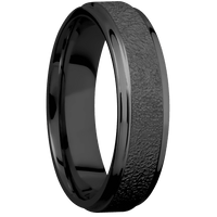 6mm wide Flat Grooved Edges Black Titanium Ring with Stipple Finish