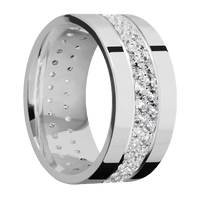 10mm wide Flat Inconel Ring with Polish Finish / 2 Row Eternity Round .03 carat Standard Lab Grown Diamond Bead Channel-Set Gemstones