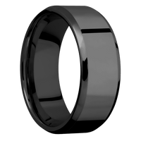 8mm wide Beveled Black Titanium Ring with Polish Finish