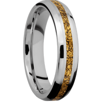 5mm wide Beveled Platinum Ring with Satin Finish / One 2mm Centered 24k Raw Gold Nugget Inlay