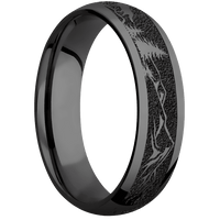 6mm wide Domed Black Titanium Ring with Polish Finish / Wolf Mountain Design