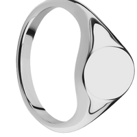 Oval Titanium Signet Ring / Polish Ring Finish and Polish Signet Finish / Size 10