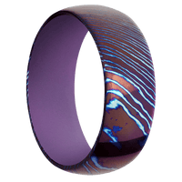 8mm wide Domed Kuro-Ti Ring with Polish Kuro-Ti Finish / Wild Purple Cerakote Sleeve