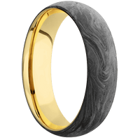 6mm wide Domed Forged Carbon Fiber Ring / 10k Yellow Gold Sleeve