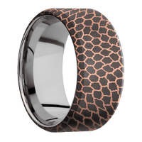 10mm wide Beveled Darkened Superconductor Ring with Bead Blast Superconductor Finish / 10k White Gold Sleeve