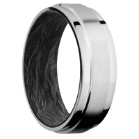 7mm wide Flat Wide Grooved Edges Inconel Ring with Satin Finish / Forged Carbon Fiber Sleeve