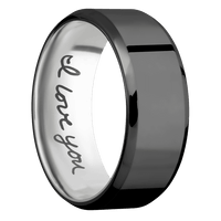 8mm wide Beveled Black Titanium Ring with Polish Finish / Titanium Sleeve / None Interior Pattern