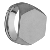 Hexagon Titanium Signet Ring / Sand Blast Ring Finish and Sand Blast Signet Finish / Size 8.5