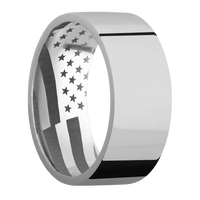 9mm wide Flat Titanium Ring with Polish Finish / American Flag Interior Pattern