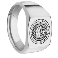 Cushion Titanium Signet Ring / Polish Ring Finish and Polish Signet Finish / Hawaii University Seal Design / Size 10