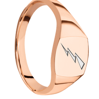 Cushion 18k Rose Gold Signet Ring / Polish Ring Finish and Polish Signet Finish / Air Force Secondary Logo Dark Design with Academy White Cerakote / Size 5.75