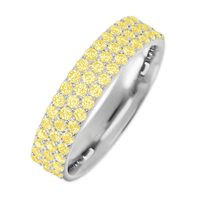 Clarissa Style 10k White Gold Ring / Half Eternity .825 TCW of Light Yellow Sapphires / Size 5.25