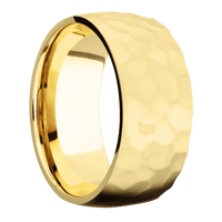 10mm wide Domed 10k Yellow Gold Ring with Rock Polish Finish