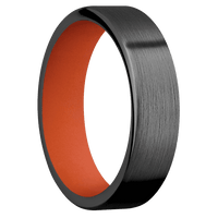 6mm wide Flat Black Zirconium Ring with Satin Finish / Hunter Orange Cerakote Sleeve