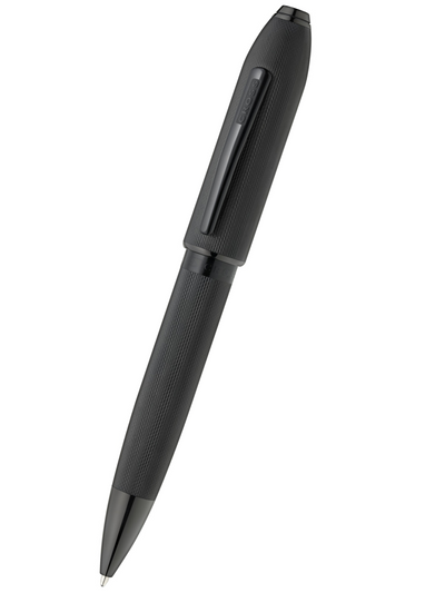 Peerless™ Polished Black PVD Engraved Diamond Pattern with Black PVD Appointments and Swarovski Crystal Ballpoint Pen