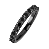 Adelaide Style Black Titanium Ring / Half Eternity .77 TCW of Black Diamonds / Size 7.5