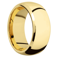 10mm wide Domed Bevel 22k Yellow Gold Ring with Polish Finish / Scale Damascus Steel Sleeve