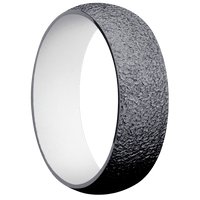 7mm wide Domed Tantalum Ring with Stipple Finish / Snow White Cerakote Sleeve