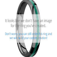 3mm wide Domed Black Titanium Ring with Polish Finish / One 1mm Centered Malachite Inlay / Floral 1 Large Interior Pattern