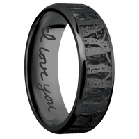 7mm wide Beveled Black Titanium Ring with Angle Satin Finish / Aspen Design / None Interior Pattern