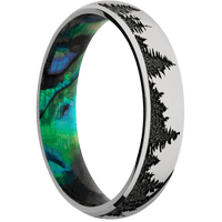 5mm wide Domed Titanium Ring with Polish Finish / Trees Design / Abalone Sleeve