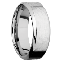 8mm wide High Bevel Palladium Silver Ring with Hammer Finish