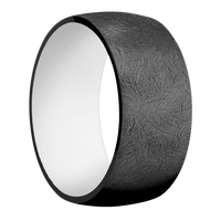 10mm wide Domed Black Titanium Ring with Distressed Finish / Snow White Cerakote Sleeve